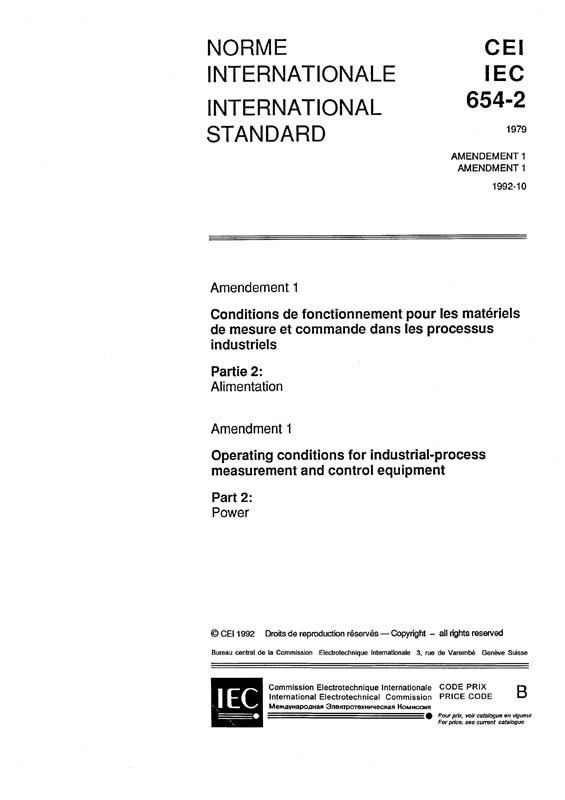 Cover IEC 60654-2:1979/AMD1:1992